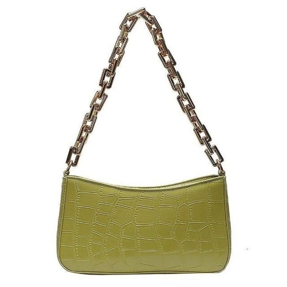 NWT green shoulder bag with gold straps - Picture 7 of 10